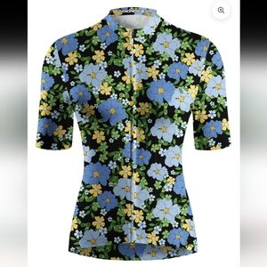 NWT Orionride Size S/M Tropical Floral Chain Short Sleeve Women Jersey Orig. $49